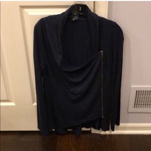Asymmetrical Navy Cardigan